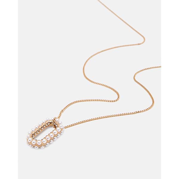 Allsaints Australia Womens Vida Gold-Tone Pearl Necklace Brass AU49-678